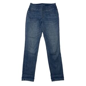 Chicos Pull On Jeggings Denim Blue Jeans Medium Wash Size 4R Mid Rise Stretch